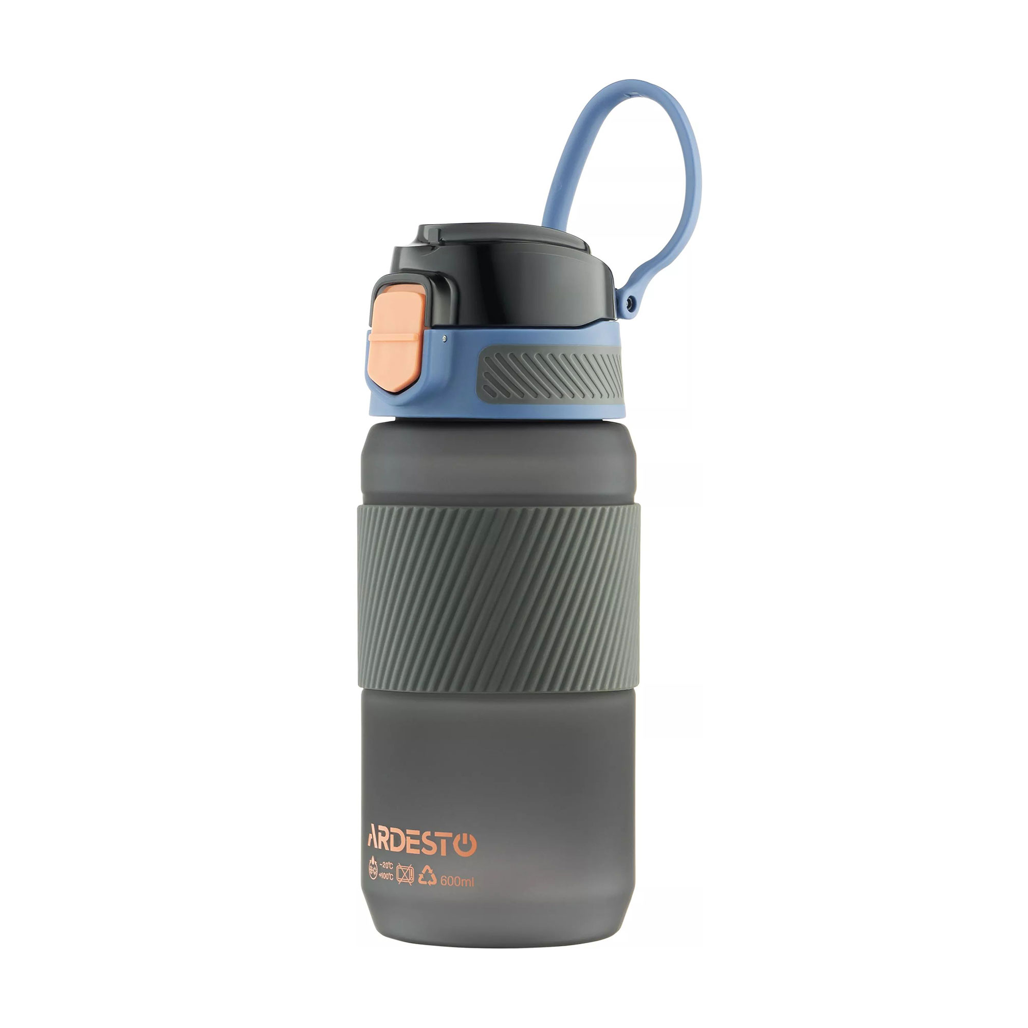 Пляшка для води Ardesto Spring пластикова, чорна, 600 мл (AR2260SB)